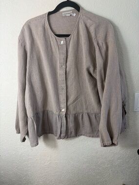 Old Friends Free People Linen Tunic Blouse Sz L